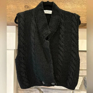 Wool Sweater Vest Womens S Cable Knit Chunky  Eclectic Grandpa Cottagecore